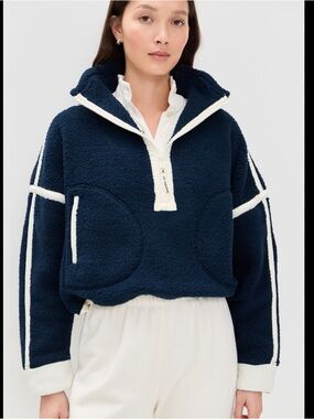 Free People Movement Mountain High 1/2 Zip Fleece Pullover XL NWT Navy